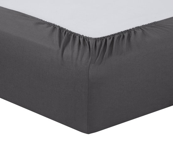 VISION Hoeslaken - Antraciet - 180x200 cm met ruime hoek van 30cm - Geschikt voor boxspring matras - 100% katoen