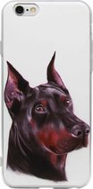 ADEL Siliconen Back Cover Softcase Hoesje Geschikt voor iPhone 6/6S - Dobermann Pinscher Hond