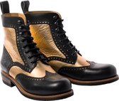 ROKKER Frisco Brogue Limited Edition Black Gold Motorcycle Boots 45