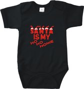 Rompertjes baby met tekst - Santa is my ho ho homie - Romper zwart - Maat 74/80