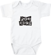 Go Mama® Baby Cadeau - Zwangerschap aankondiging - Baby Pyjama - Rompertjes Baby met Tekst - Babyshower - Punk's Not Fed - Wit - Maat 74/80 - Korte mouw