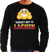 Funny emoticon sweater Vergeet niet te lachen zwart heren S (48)