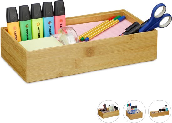 Relaxdays 1x bamboe organizer - stapelbaar - badkamer - keuken
