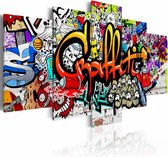 Schilderij - Kleurrijke stijl, Graffiti , multikleur , wanddecoratie , premium print op canvas