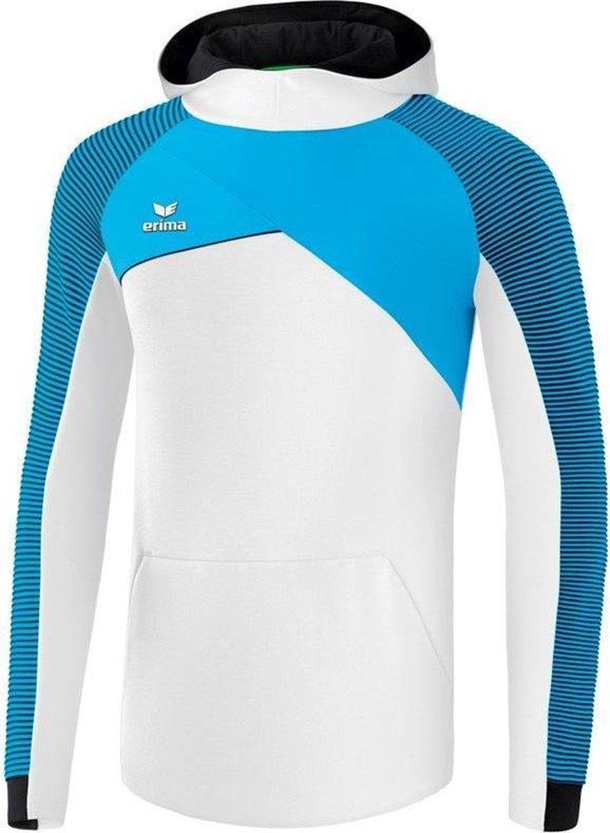 Erima Premium One 2.0 Sweatshirt Met Capuchon - Wit / Curacao / Zwart | Maat: XXL