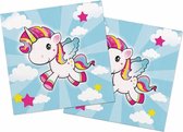 20x Serviettes de licorne déguisées en papier de couleur 33 x 33 cm - Décorations de table jetables en papier pour enfants