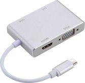 4 IN 1 USB-C (Type-C) naar HDMI + VGA + DVI + USB 3.0 Adapter Hub Voor o.a. Macbook en Laptop | Premium Kwaliteit| Grijs