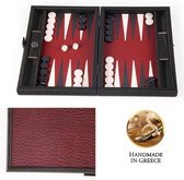 Leatherette Burgundy Red Pink Backgammon - 30x20cm - Dark Grey & Ice White  Top Kwaliteit