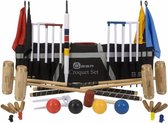 Ultieme Executive Croquet Spel, 4 persoons, koperen banden, kunststof ballen, 16 mm dikke stalen poorten met Trolley Klasse en Geweldig