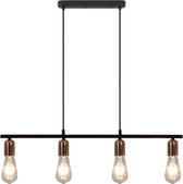 Plafondlamp E27 80 cm zwart en koper