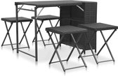 5-delige Tuinset inklapbaar poly rattan zwart