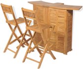 3-delige Bistroset met klapstoelen massief teakhout