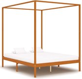 Hemelbedframe massief grenenhout honingbruin 160x200 cm