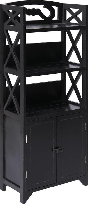 karbonade slecht lobby Badkamerkast 46x24x116 cm paulowniahout zwart | bol.com