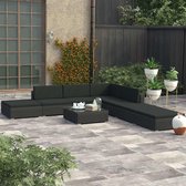 8-delige Loungeset met kussens poly rattan zwart
