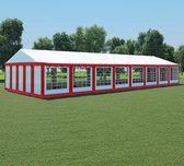 Tuinpaviljoen 6x16 m PVC rood en wit
