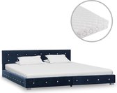 Bed met matras fluweel blauw 160x200 cm
