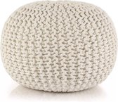 Poef handgebreid 50x35 cm katoen wit