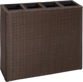 Plantenbak met 4 potten poly rattan bruin