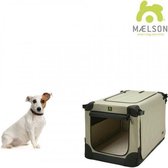 Maelson Soft Kennel - Robuuste hondenbench van zacht materiaal - Opvouwbare kennel met stevig stalen binnenframe - Beige/zwart - XXS / XS / S / M / L / XL / XXL - 62 XS