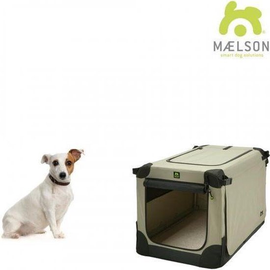 Maelson Soft Kennel - Hondenbench van zacht materiaal - Opvouwbare kennel met stevig stalen binnenframe - Beige/zwart - XXS t/m XXL - 62 XS