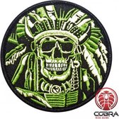 Indian Chief Skull groene Geborduurde militaire patch embleem met klittenband