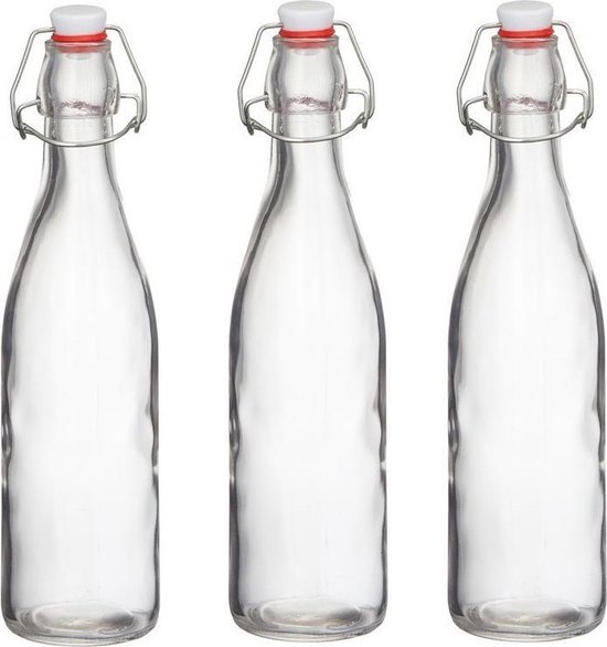 Glazen fles met beugeldop 500 ml 3 stuks - Keukenbenodigdheden | bol.com
