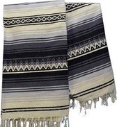 Mexicaanse deken - falsa - wol - 215 x 150 cm - Grijs - LHGZZ0grey