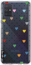 Casetastic Samsung Galaxy A71 (2020) Hoesje - Softcover Hoesje met Design - Pin Point Hearts Transparent Print