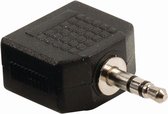 Nedis Stereo-Audioadapter | 3,5 mm Male | 2x 3,5 mm Female | Vernikkeld | Recht | ABS | Zwart | 1 Stuks | Doos
