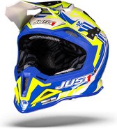 Just1 J12 Flame Geel Blauw Crosshelm - Motorhelm - Maat S