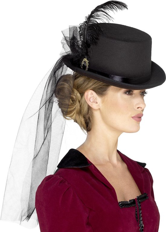 SMIFFYS - Top hat Steampunk avec voile pour femme - Chapeaux haut de forme  | bol.com