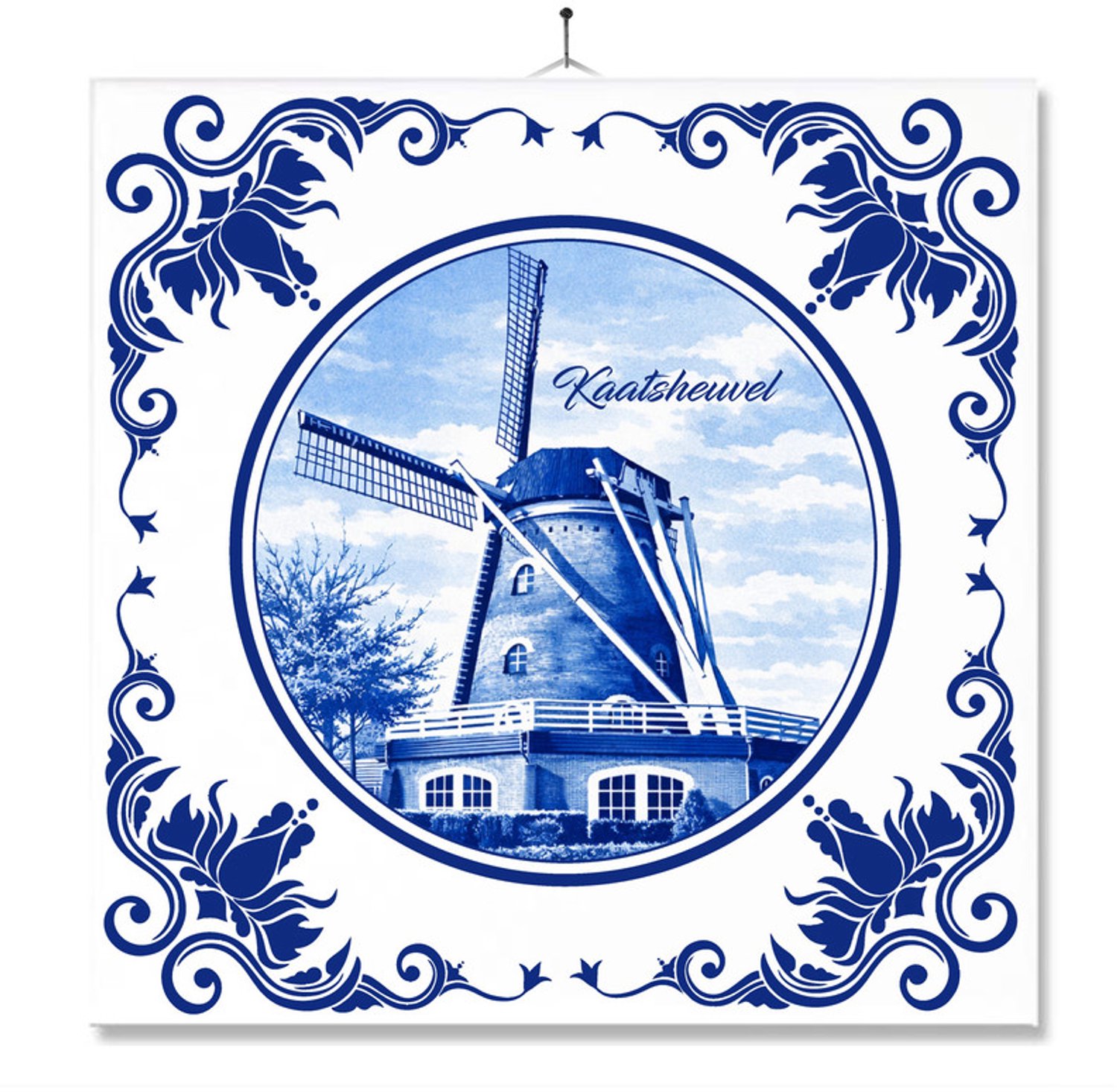 MC Living Tegel Met Opdruk | Kaatsheuvel | Delft Blauw | Cadeau | Inclusief Geschenkdoos | Standaard | Ophangsysteem Ontwerp 3