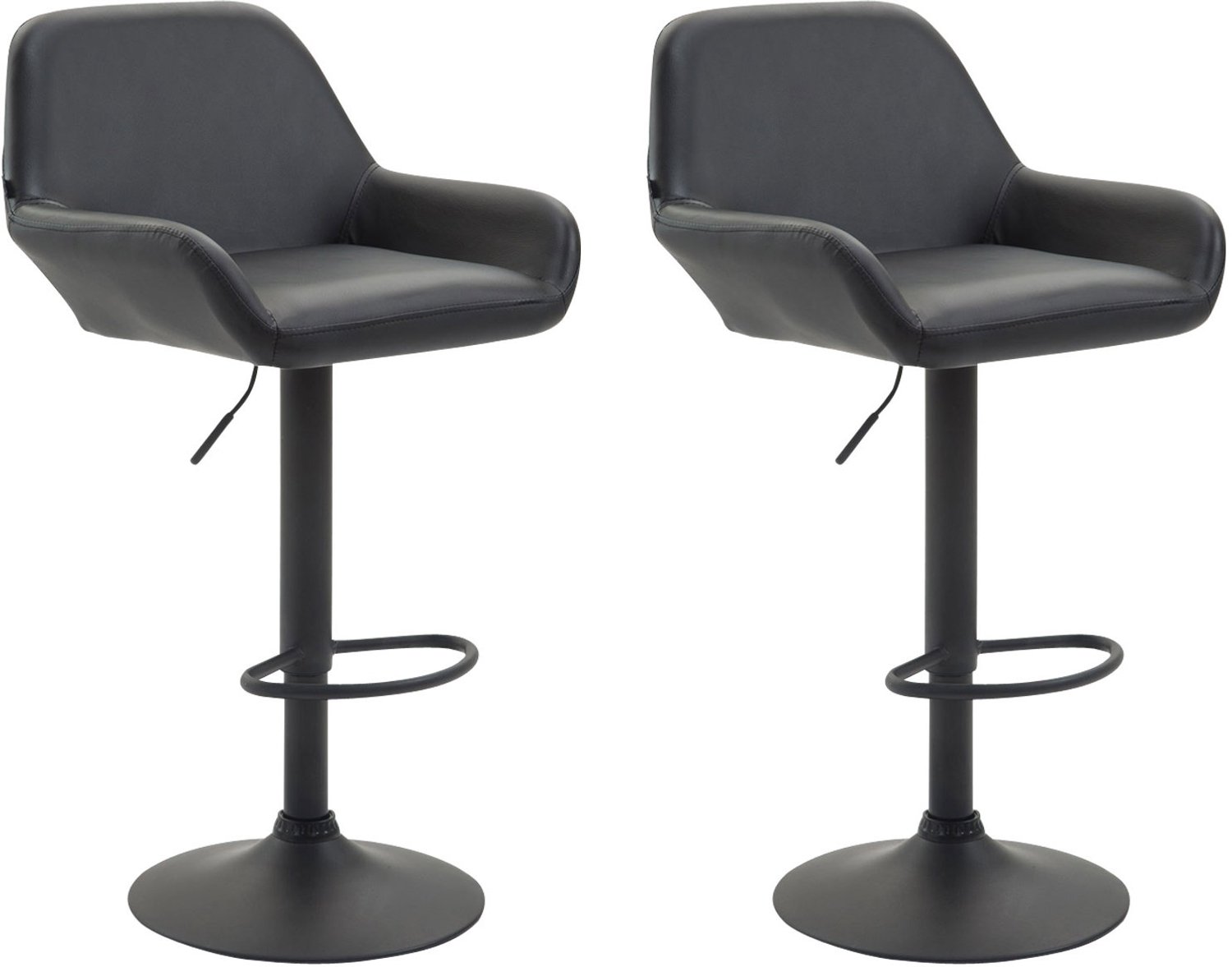 Luxe Comfort Barkruk - Set van 2 - Verstelbaar - Kunstleer - Zwart zwart zwart