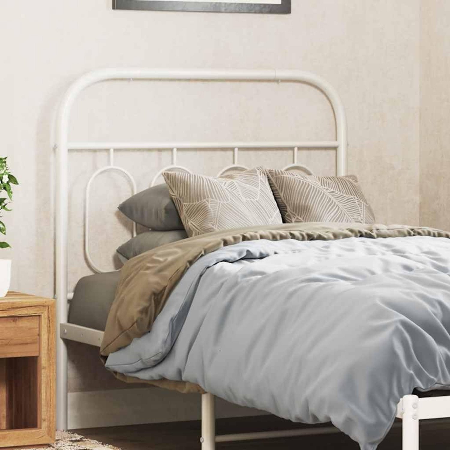 Vervangbaar hoofdeinde, wit, 80 cm, ronde buizen, biedt een stevige ondersteuning van de rug bij het lezen. Stalen frame en metalen poten garanderen stabiliteit. Past