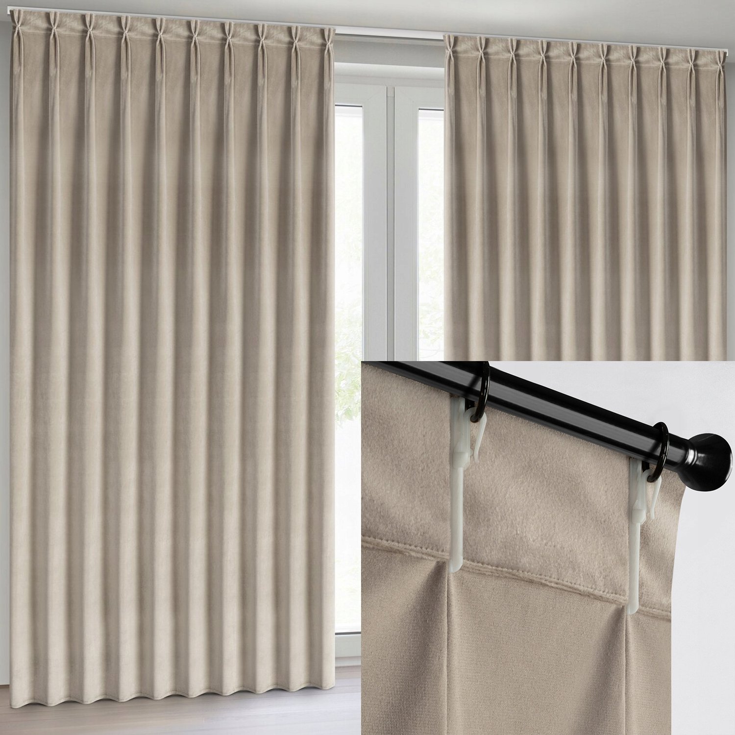 Merkloze Velours Gordijn met FLEX Band - 125x270 cm - Beige