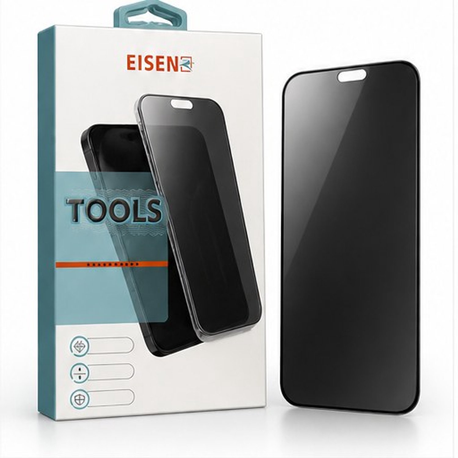 Eisenz - Privacy Screenprotector geschikt voor iPhone 15 Plus - Privacyglas - Tegen Meekijken - Gehard Glas - Met Installatiehulp