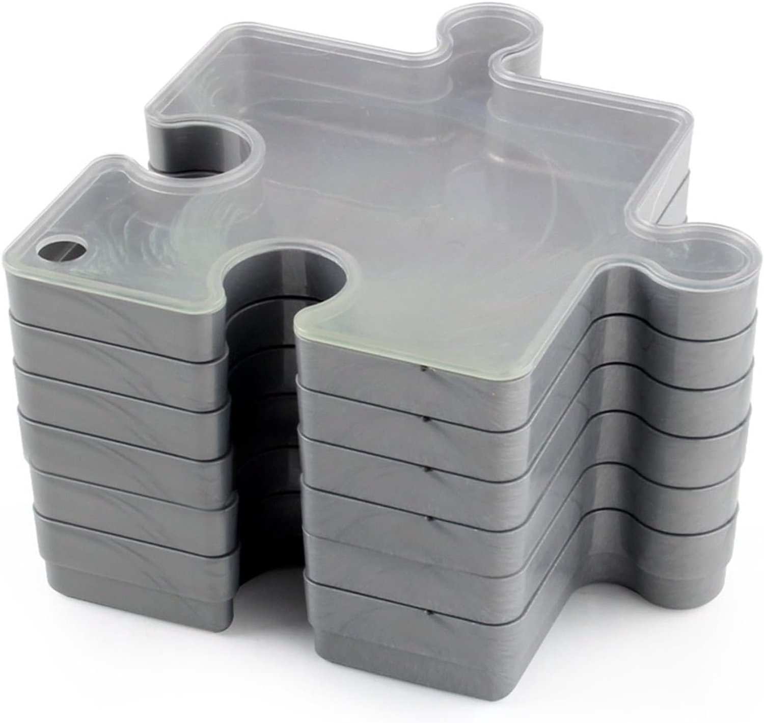 Puzzel-sorteerdienbladen, set stapelbare dienbladen, 19 x 19 x 2 cm, organizer-deksel, voor het opbergen van hoogwaardige opbergdozen