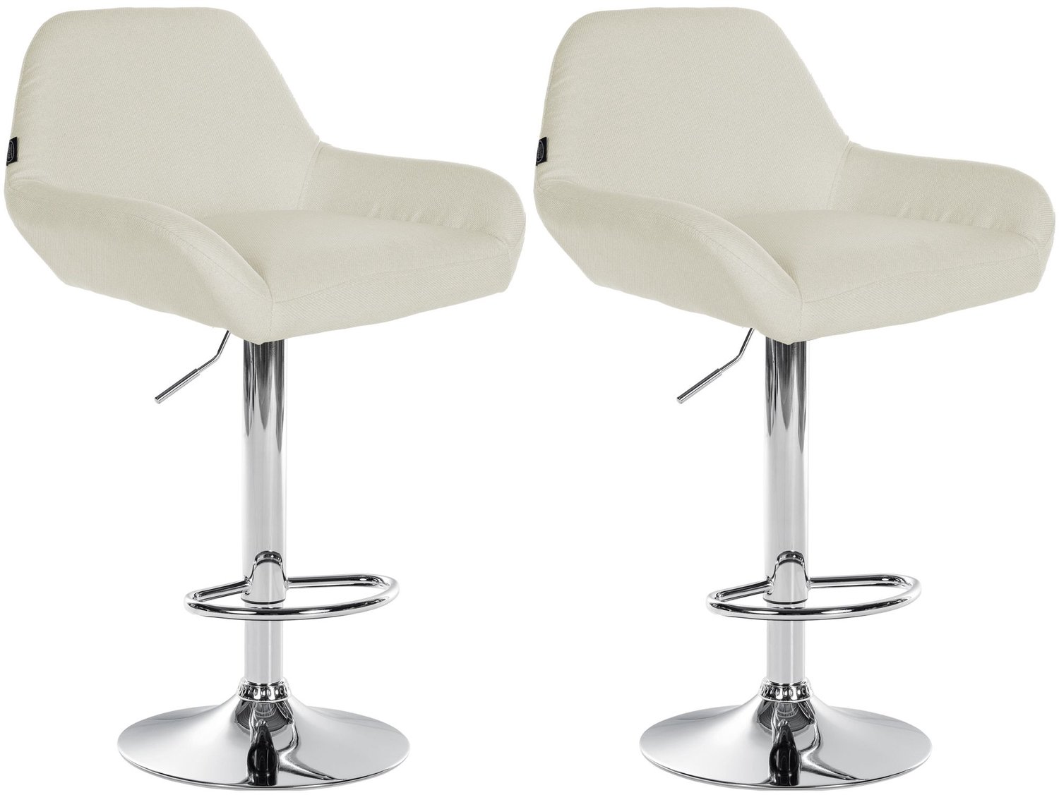 Luxe Comfort Barkruk - Set van 2 - Verstelbaar - Stof - Crème chroom/creme