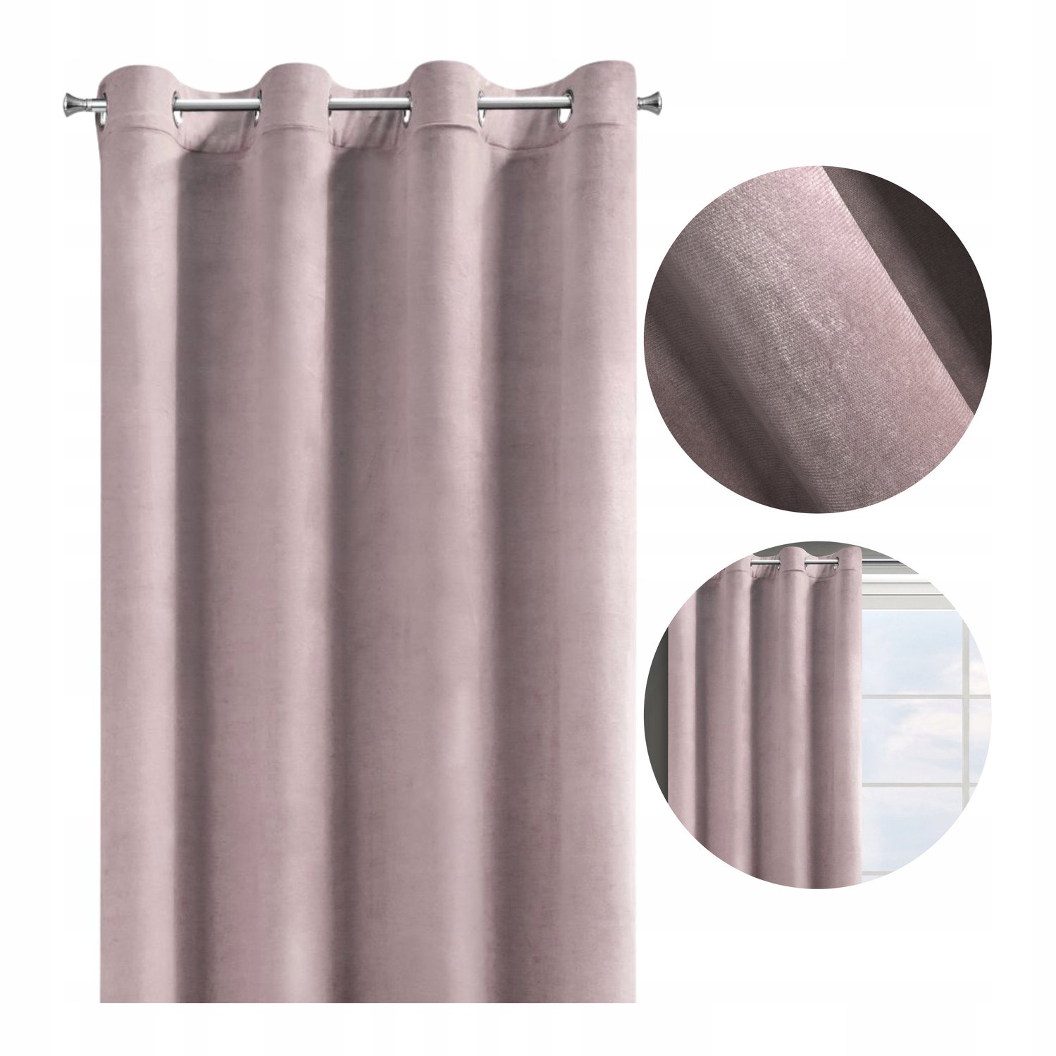 Merkloze Velours Verduisterende Gordijn met Ring Rood/Roze 140x250cm