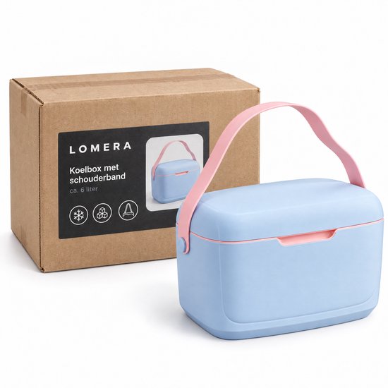 Lomera Koelbox 6 Liter Blauw - Kleine Passieve Koelbox met Schouderband - Draagbare Frigobox voor Picknick, Strand en Camping - Isolatiebox - Thermobox - Coolbox van Lomera — afbeelding 3