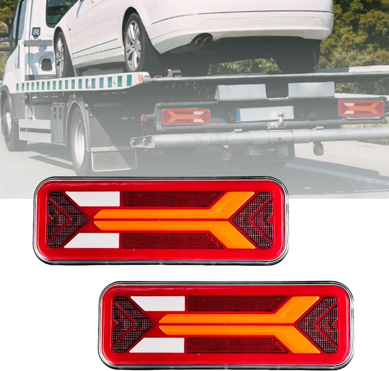 LED Achterlichten voor Trailers, 2 Stuks, 12/24 V DC, Waterdicht, Geschikt voor Vrachtwagens, Auto's en Campers, Met Vijf Functies (11 x 10 cm)