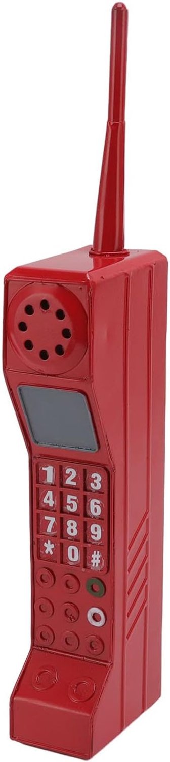 Baksteen Mobiele Telefoon Prop, Vintage Jaren 80 90 Ijzer Materiaal Telefoon Model Ouderwetse Gestileerde Mobiele Telefoon Mobiele Telefoon Prop Ornament Voor Themafeest Evenement(Rood)