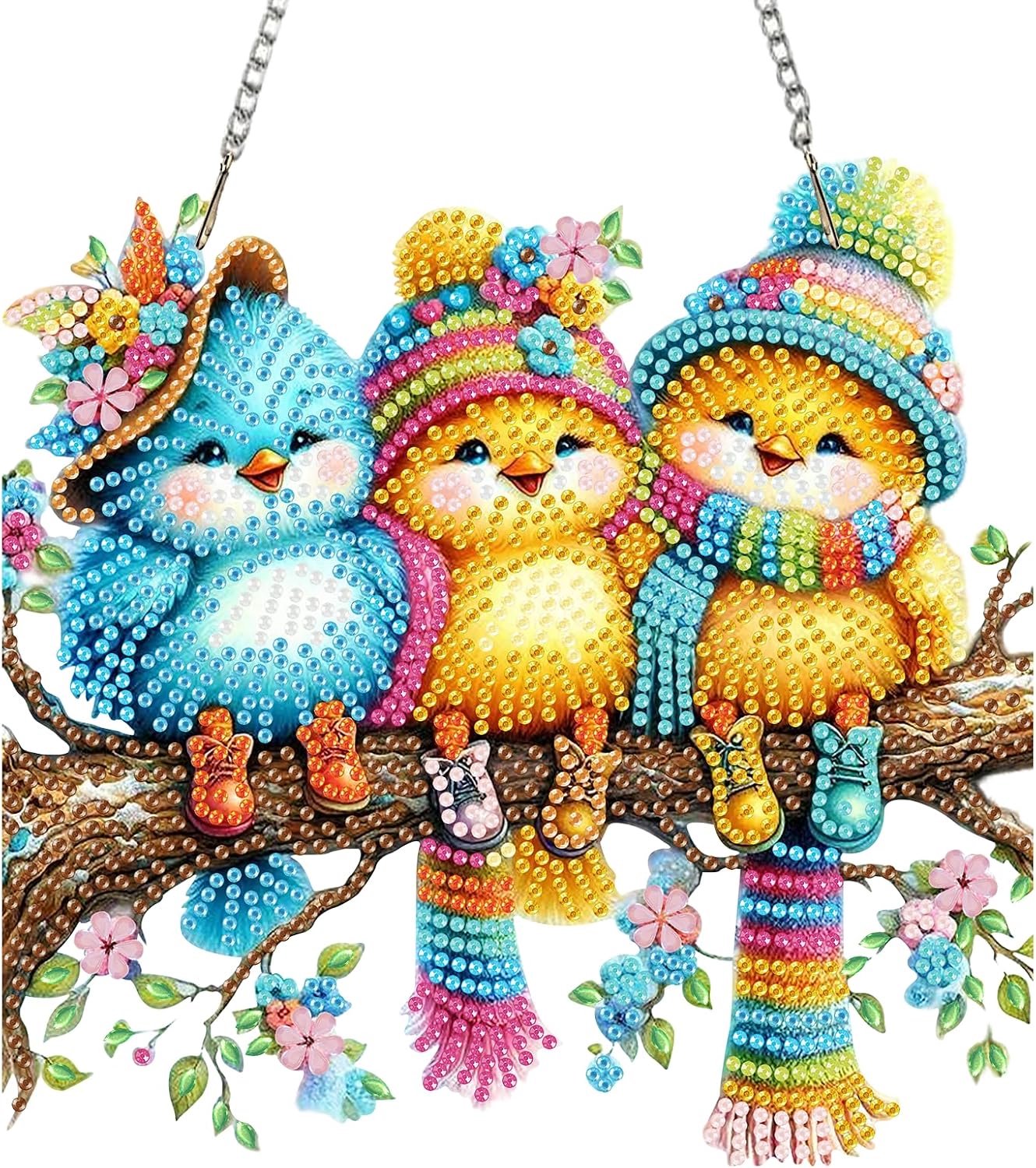 Vogel Diamond Painting Hanger Set, Dieren Diamant Painting Foto's Hangende Ornament Kits Volwassenen Speciaal Vormde Diamond Art Hanger DIY Diamond Painting Windgong Krans