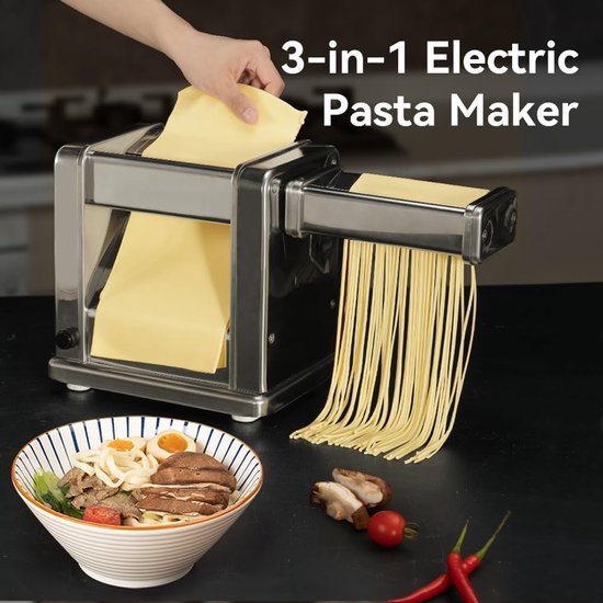 Pastamachine, roestvrijstalen noedelmachine met roller en snijder, verstelbaar, 7 diktes en 2 breedte voor spaghetti, fettuccini, lasagne, taartkorst, knoedel, wonton — afbeelding 4