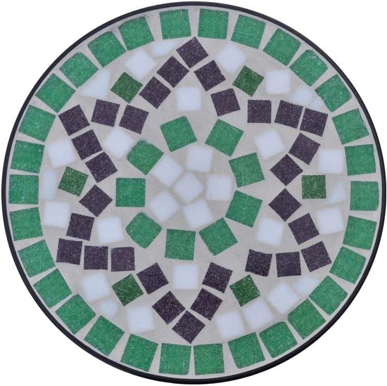 Yorten Mozaïektafel, mozaïek, bijzettafel, bistrotafel, balkontafel, rond, met ijzeren frame, groen, wit en zwart, 30 x 60 cm (Ø x H) — afbeelding 2