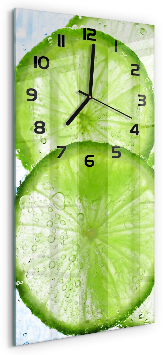 Tulup Wandklok - Kalken onder water Moderne Wandklok Glas - 30x60 cm - Groente Wandklok Glas Decoratie - Zwarte handen - Rechthoekige Klok - Glazen Wandklok Design - Klok Glas Met Opdruk