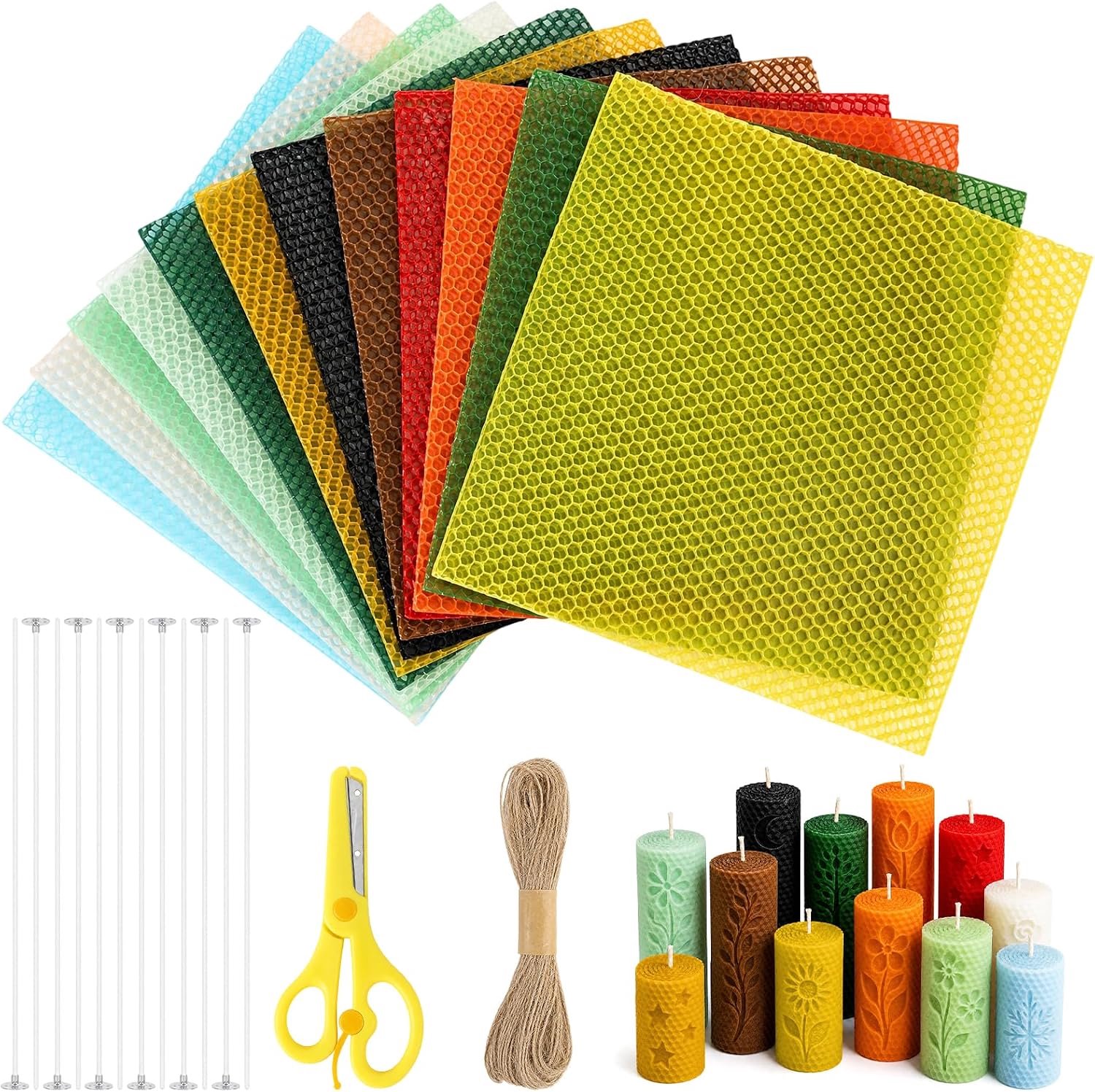 12 stuks bijenwasplaten set, bijenwas kaarsen zelf maken set 20 x 20 cm
