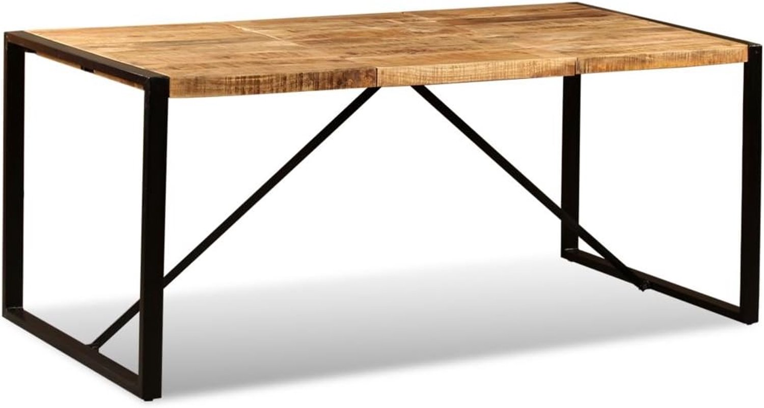 Eetkamertafel, retro, eettafel, mangohout, tafelblad, keuken, tafel met stalen poten, 180 x 90 x 76 cm