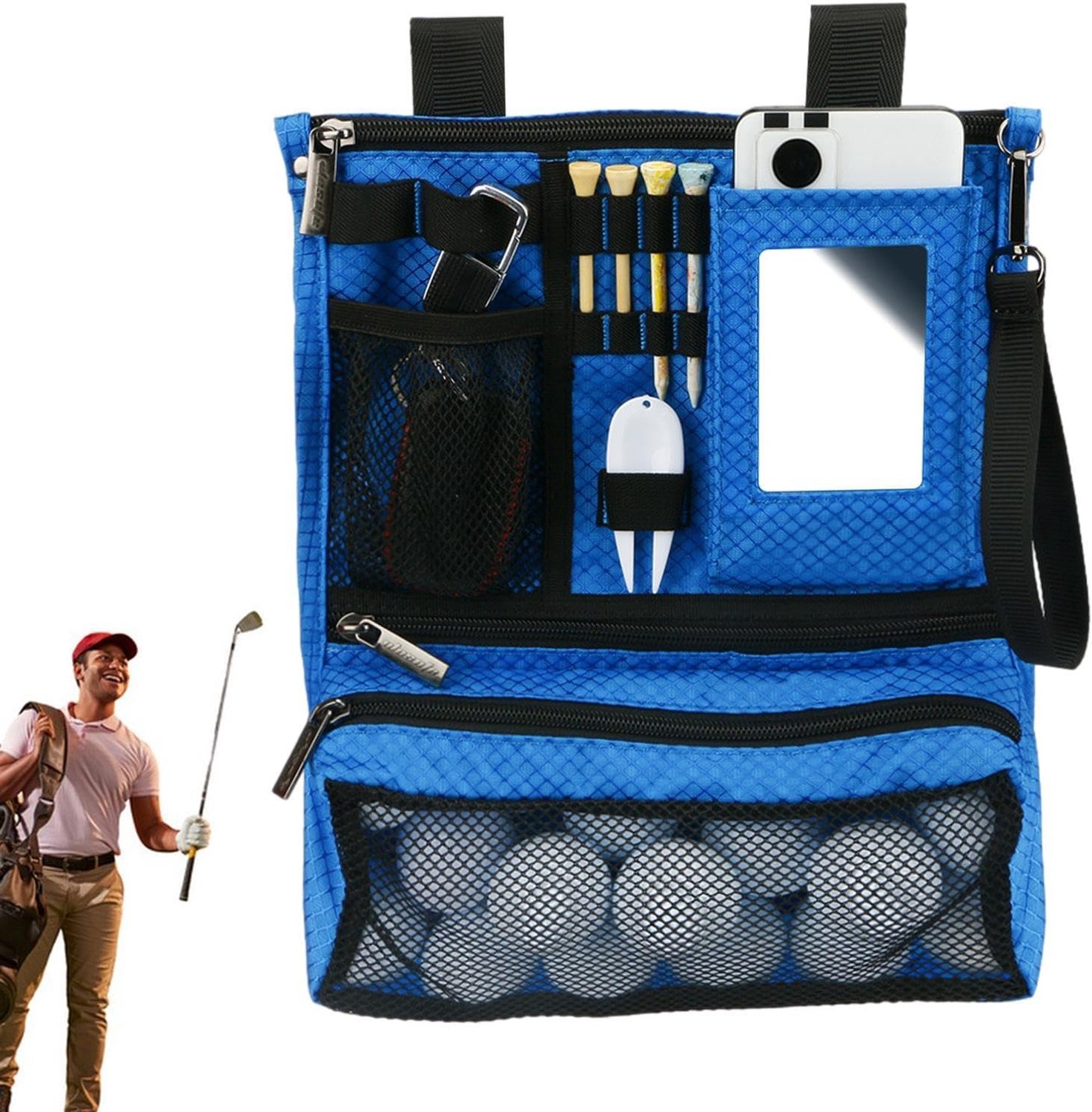 Golftas voor waardevolle spullen, golfbaltasje Multi-pocket opslag golfzak